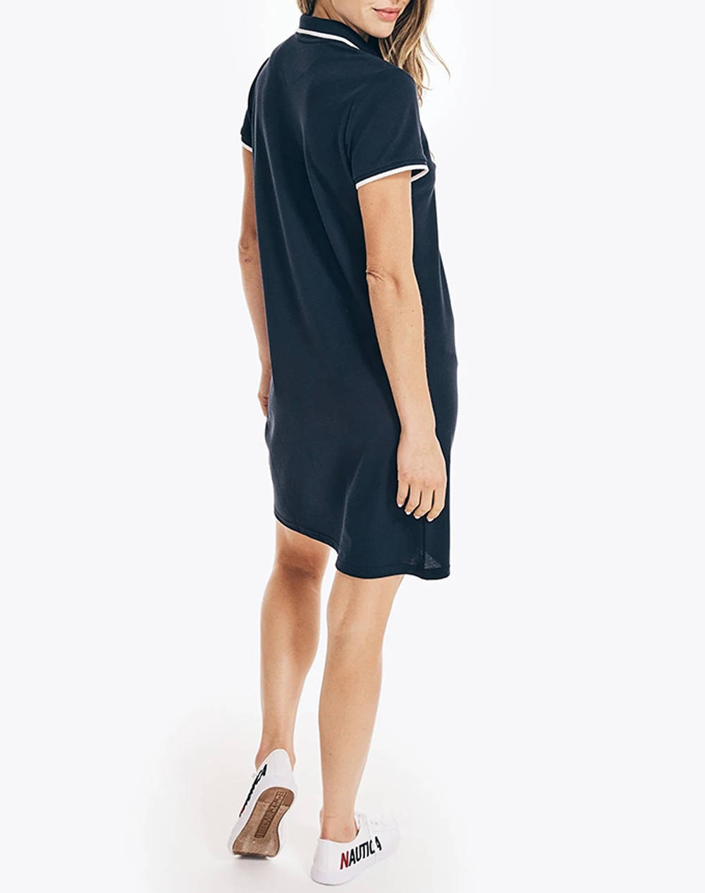 NAUTICA DRESS S/S TIPPED KNIT OCEAN POLO DRESS
