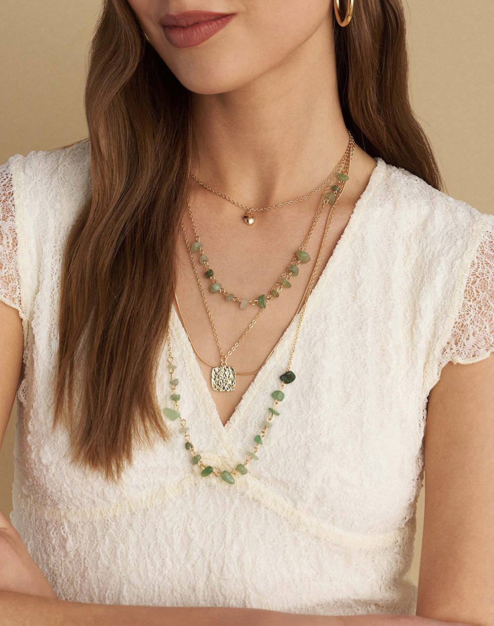 ATTRATTIVO NECKLACE METAL, SYNTHETIC, NATURAL STONE.