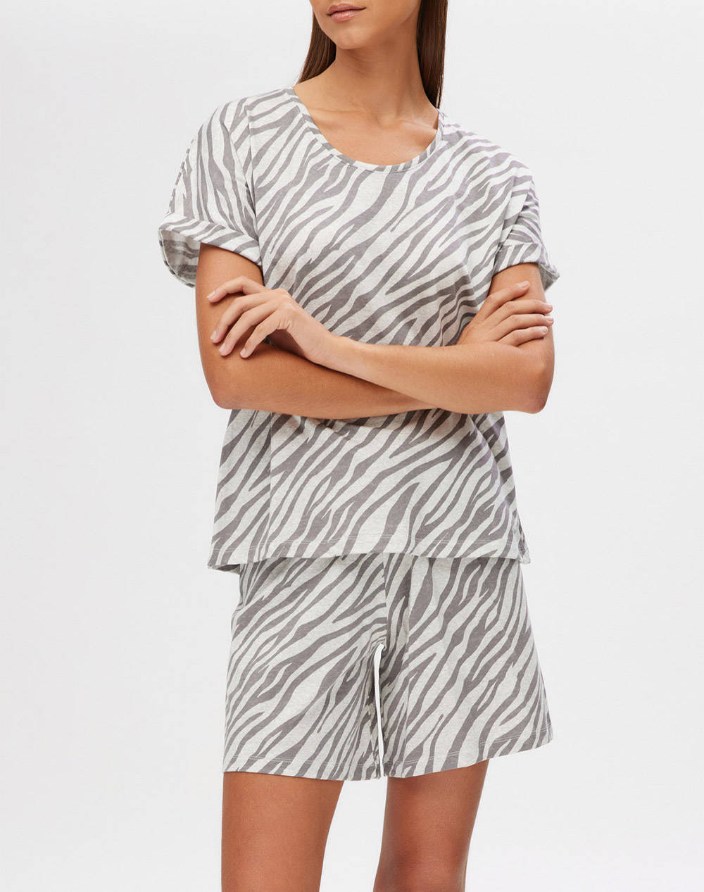 MINERVA ДАМСКА ПИЖАМА L/SHORTS ZEBRA