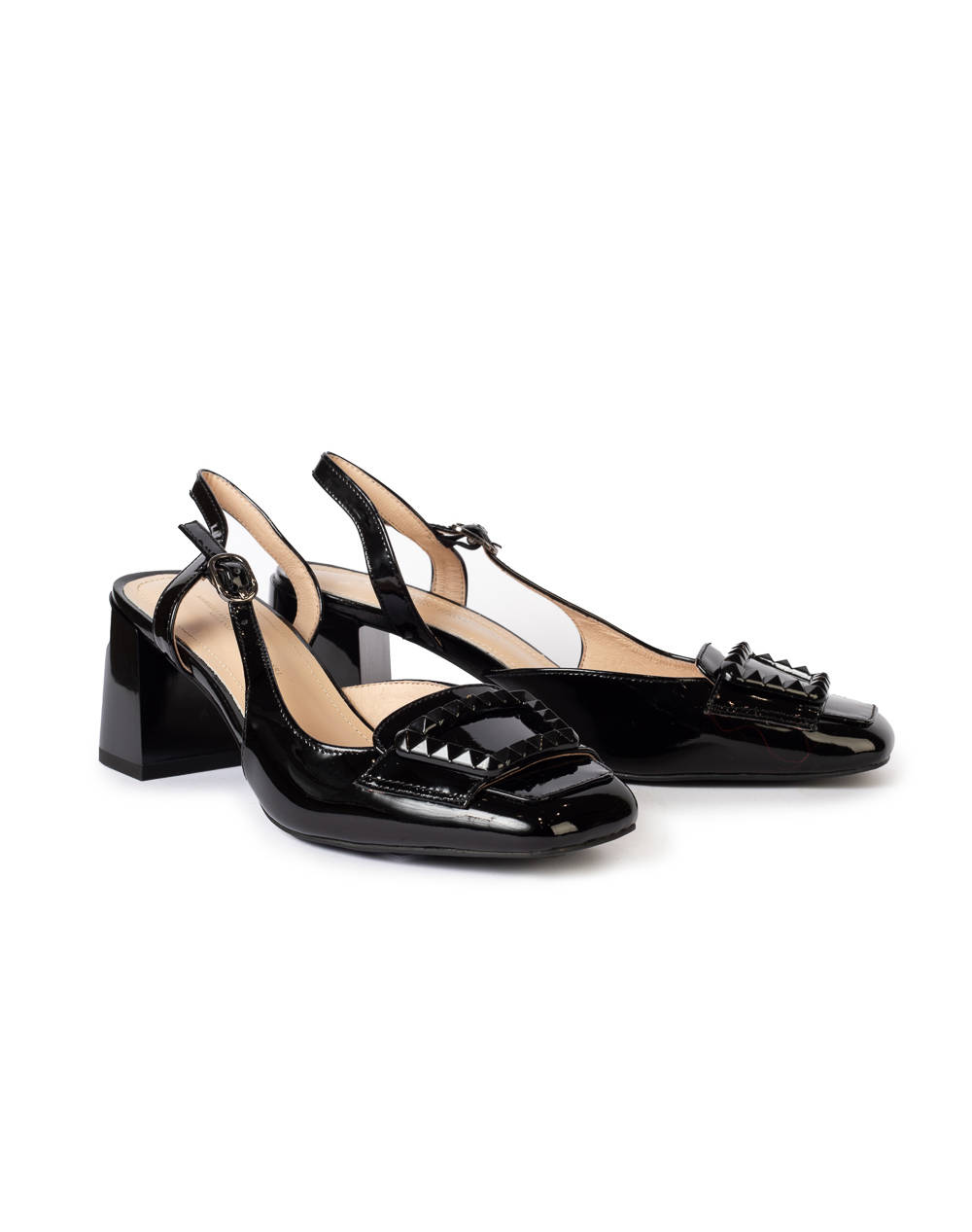 19V69 WOMENS SHOES MID.HEEL SLINGBACK PUMP PATENT LEA. V1969