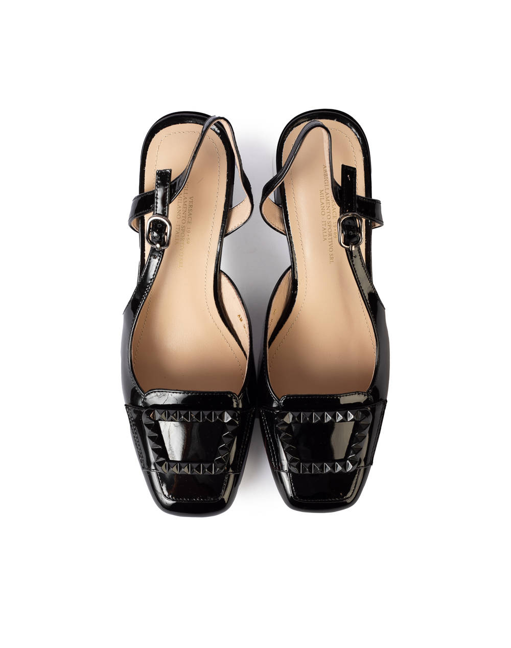 19V69 WOMENS SHOES MID.HEEL SLINGBACK PUMP PATENT LEA. V1969