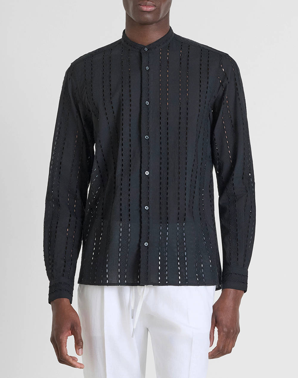 ANTONY MORATO MMSL00668FA440063 MIN OF 6 SHIRT MADRID REGULAR STRAIGTH FIT IN EMBROIDERED POPELINE COTTON FABRIC WITH LOGOED METAL BADGE РИЗА ЗА МЪЖЕ