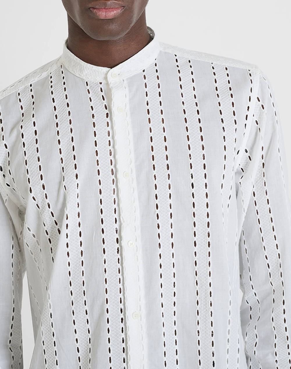 ANTONY MORATO MMSL00668FA440063 MIN OF 6 SHIRT MADRID REGULAR STRAIGTH FIT IN EMBROIDERED POPELINE COTTON FABRIC WITH LOGOED METAL BADGE РИЗА ЗА МЪЖЕ