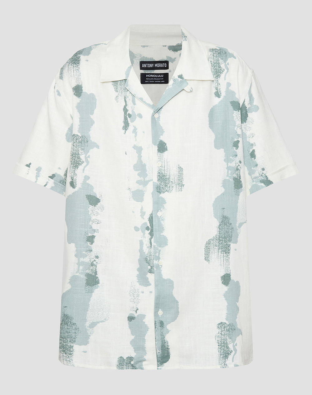 ANTONY MORATO MMSS00189FA430645 MIN OF 6 SHIRT HONOLULU RELAXED STRAIGHT FIT IN PRINTED SLUB VISCOSE BLEND FABRIC WITH LOGOED METAL BADGE РИЗА ЗА МЪЖЕ