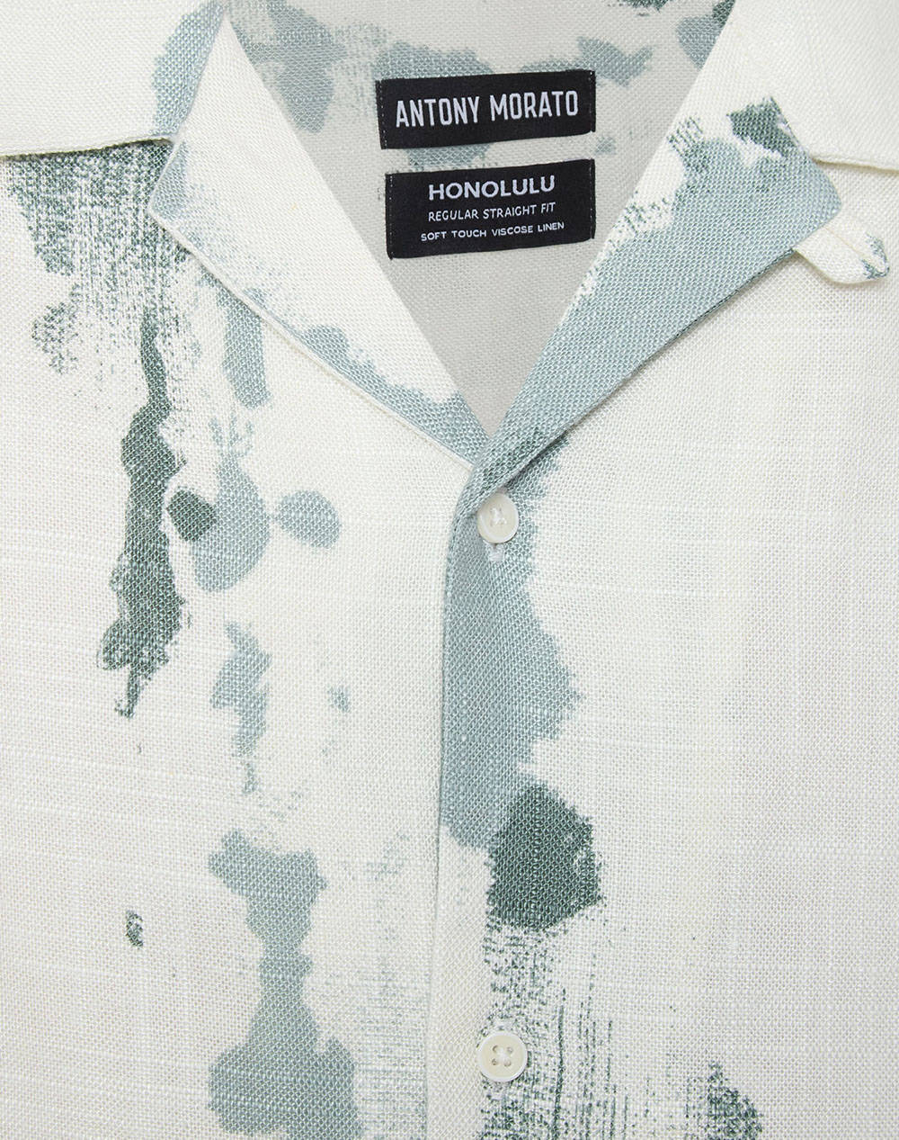 ANTONY MORATO MMSS00189FA430645 MIN OF 6 SHIRT HONOLULU RELAXED STRAIGHT FIT IN PRINTED SLUB VISCOSE BLEND FABRIC WITH LOGOED METAL BADGE РИЗА ЗА МЪЖЕ