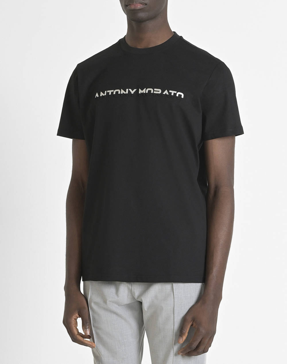 ANTONY MORATO MMKS02478FA100240 MIN OF 6 T-SHIRT REGULAR FIT IN JERSEY COTTON FABRIC WITH FLOCK MATT PLASTIC AND SPONGE LOGO PRINT МЪЖКА ТЕНИСКА