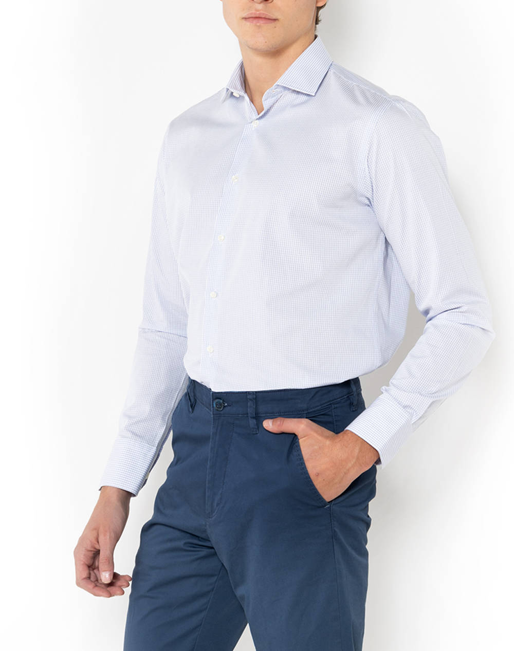 THE BOSTONIANS РИЗА CHESTER ПОПЛИН CUSTOM FIT MiniCheck POPLIN Semi-rex Custom Fit