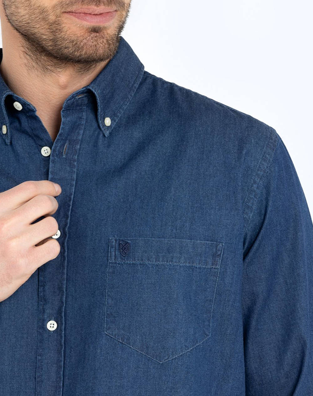 THE BOSTONIANS РИЗА DENIM REGULAR FIT Plain DENIM Button-down Regular Fit