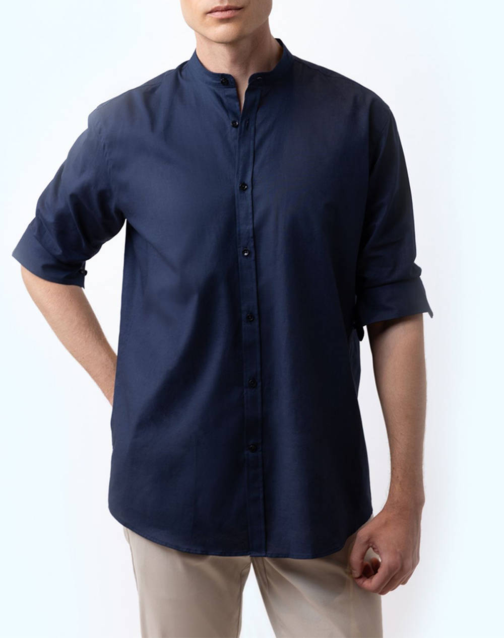THE BOSTONIANS РИЗА ΒΑΜΒΑΚΙ ΛΙΝΟ CUSTOM FIT Plain COTTONLINEN Mao CustomFit