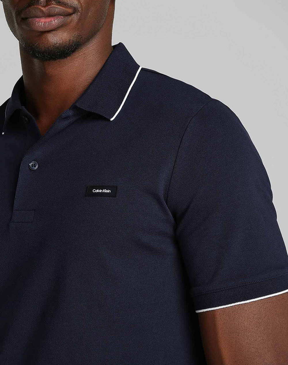 CALVIN KLEIN STRETCH PIQUE TIPPING POLO