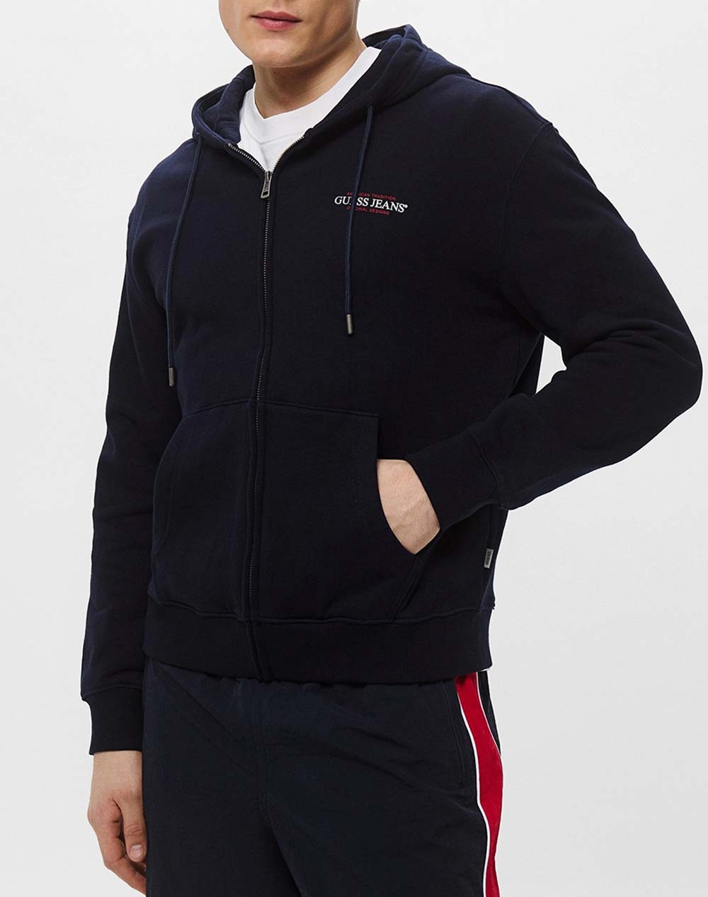 GUESS JEANS GJ ZIP HOOD REG AM TRAD SWEAT MENS SWEATSHIRT