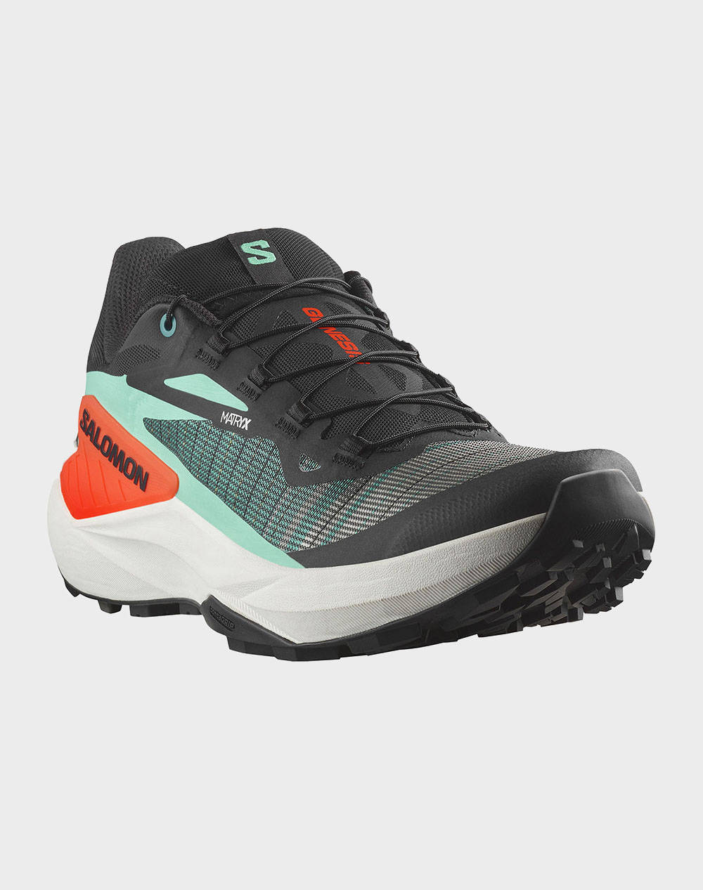 SALOMON TRAIL RUNNING - GENESIS GENESIS BLACK / ELECTRIC GREEN / CHERRY TOMATO MENS SHOE
