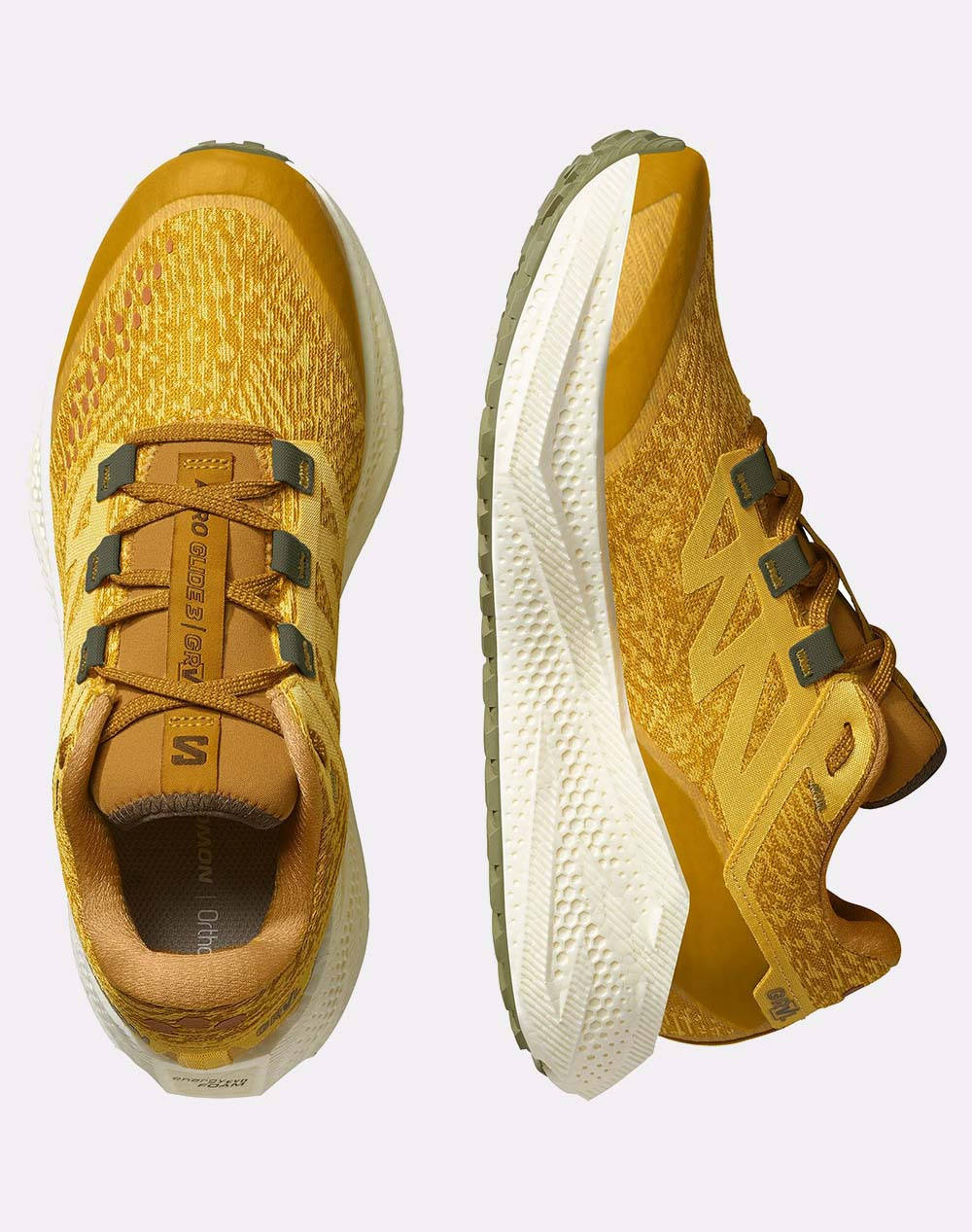 SALOMON GRAVEL RUNNING - AERO AERO GLIDE 3 GRVL SPICY MUSTARD / VANILLA ICE / DEEP LICHEN GREEN MENS SHOE