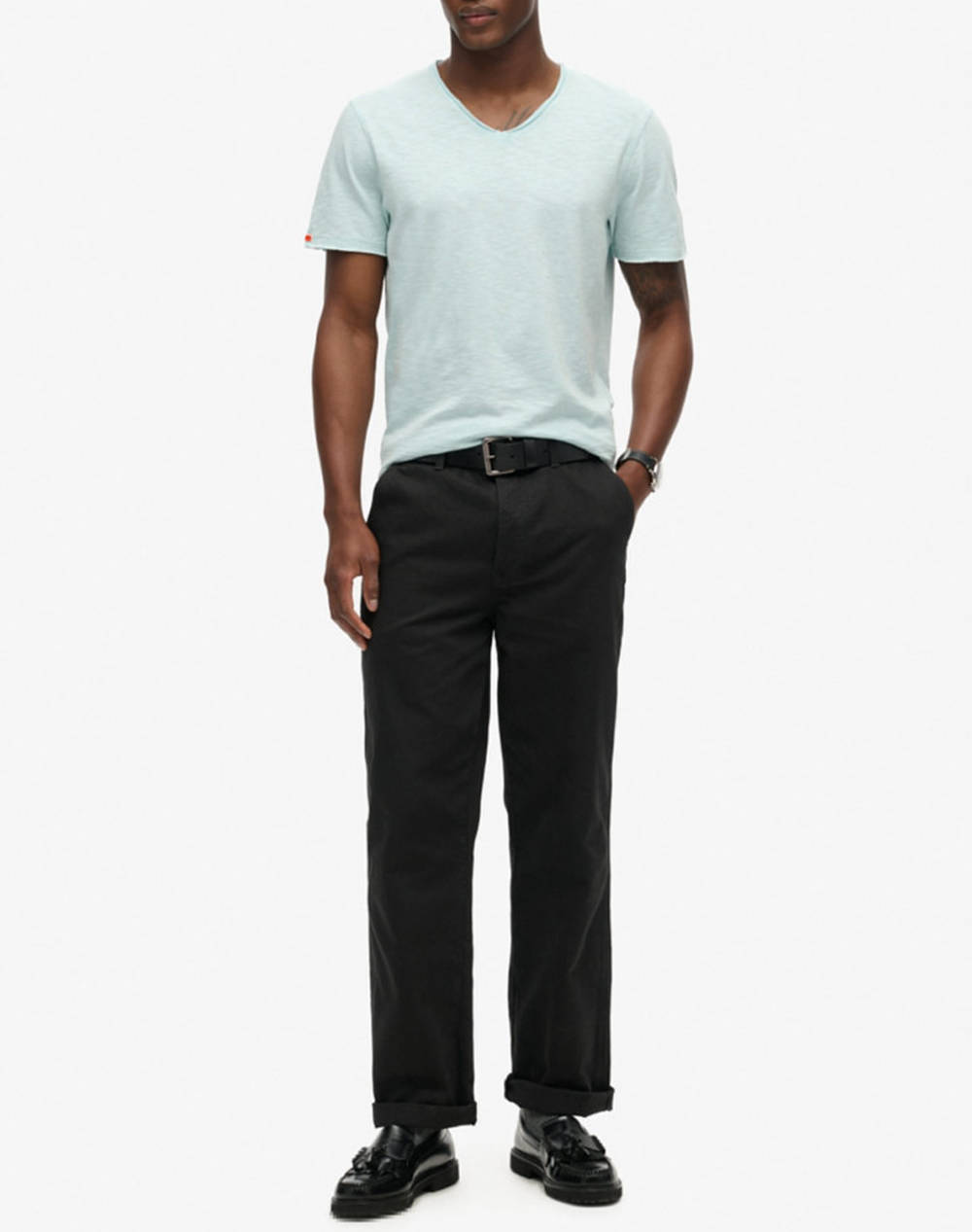 SUPERDRY D3 STUD RAW EDGE SLUB V T SHIRT МЪЖКА ТЕНИСКА