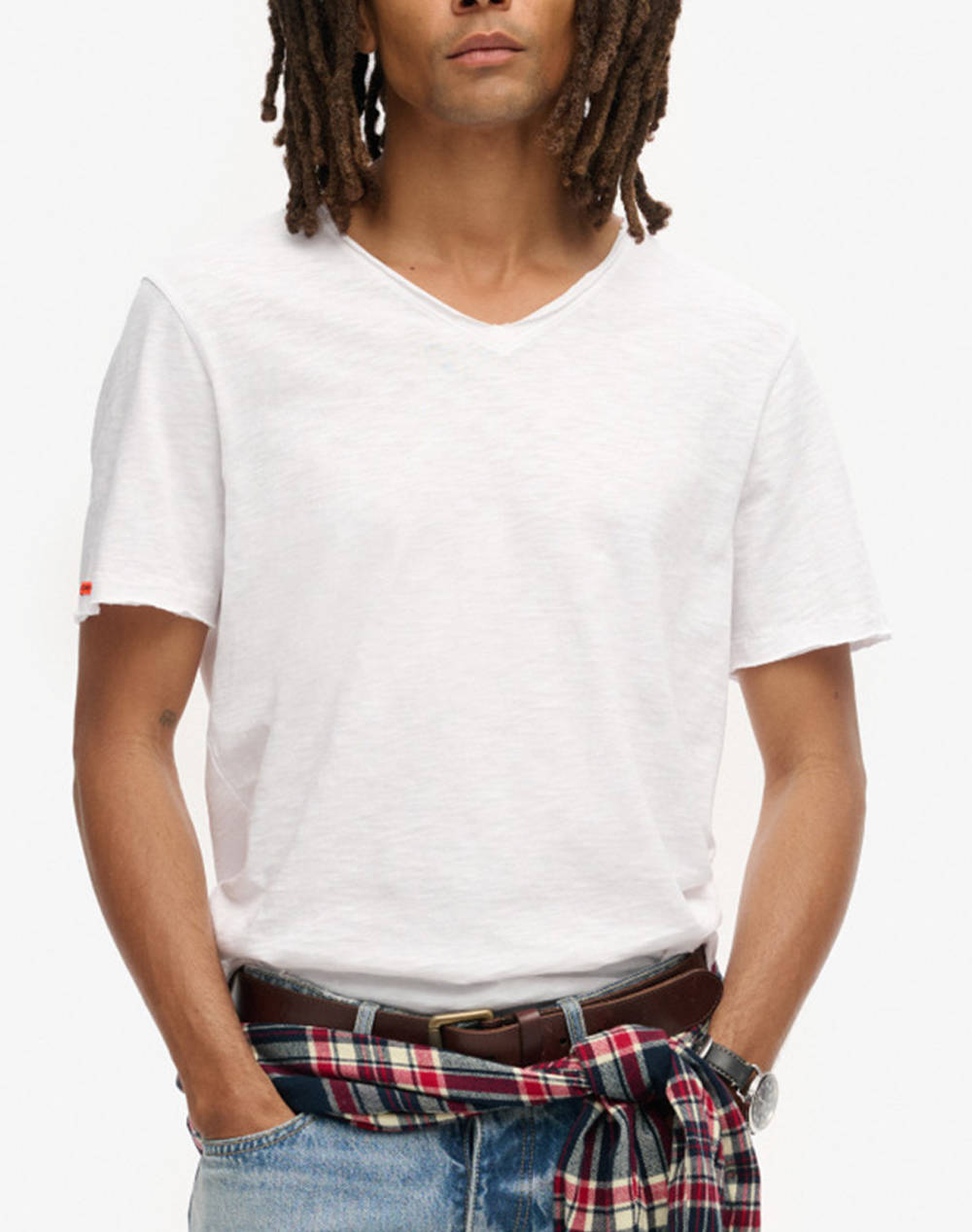 SUPERDRY D3 STUD RAW EDGE SLUB V T SHIRT МЪЖКА ТЕНИСКА