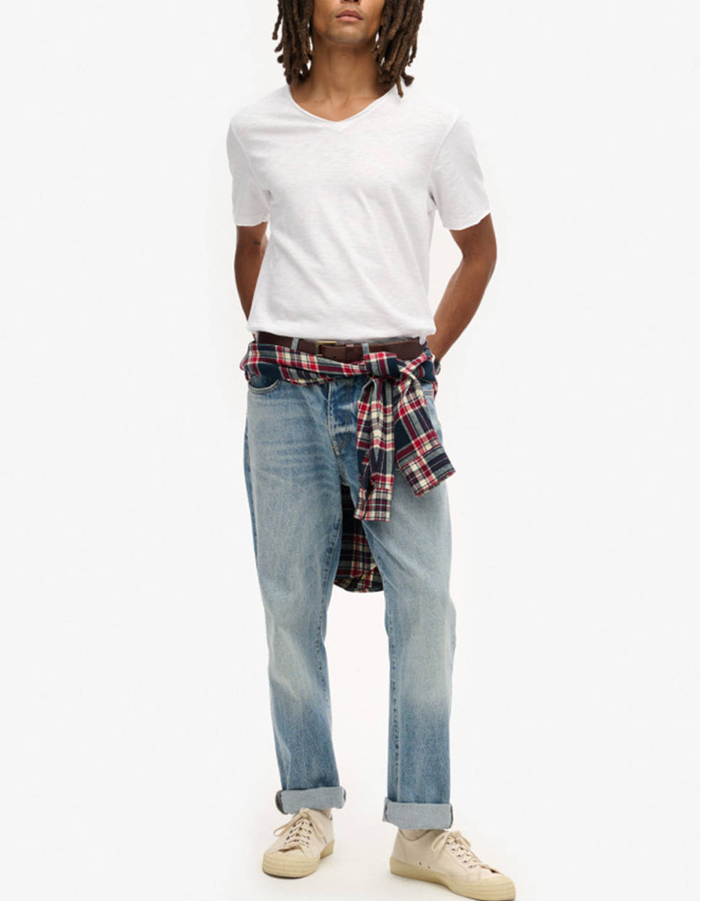 SUPERDRY D3 STUD RAW EDGE SLUB V T SHIRT МЪЖКА ТЕНИСКА