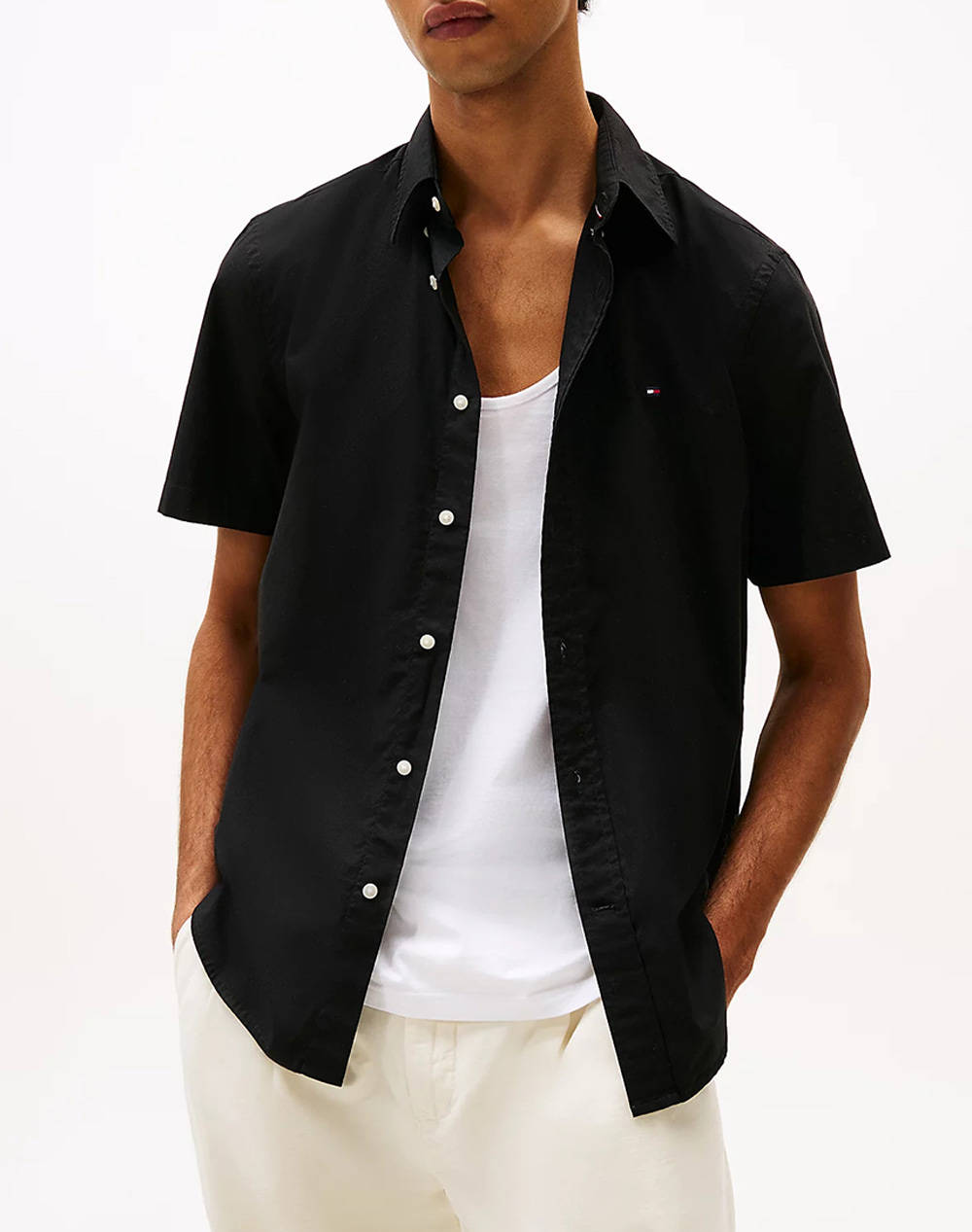 TOMMY HILFIGER FLEX POPLIN SOLID S/S SHIRT