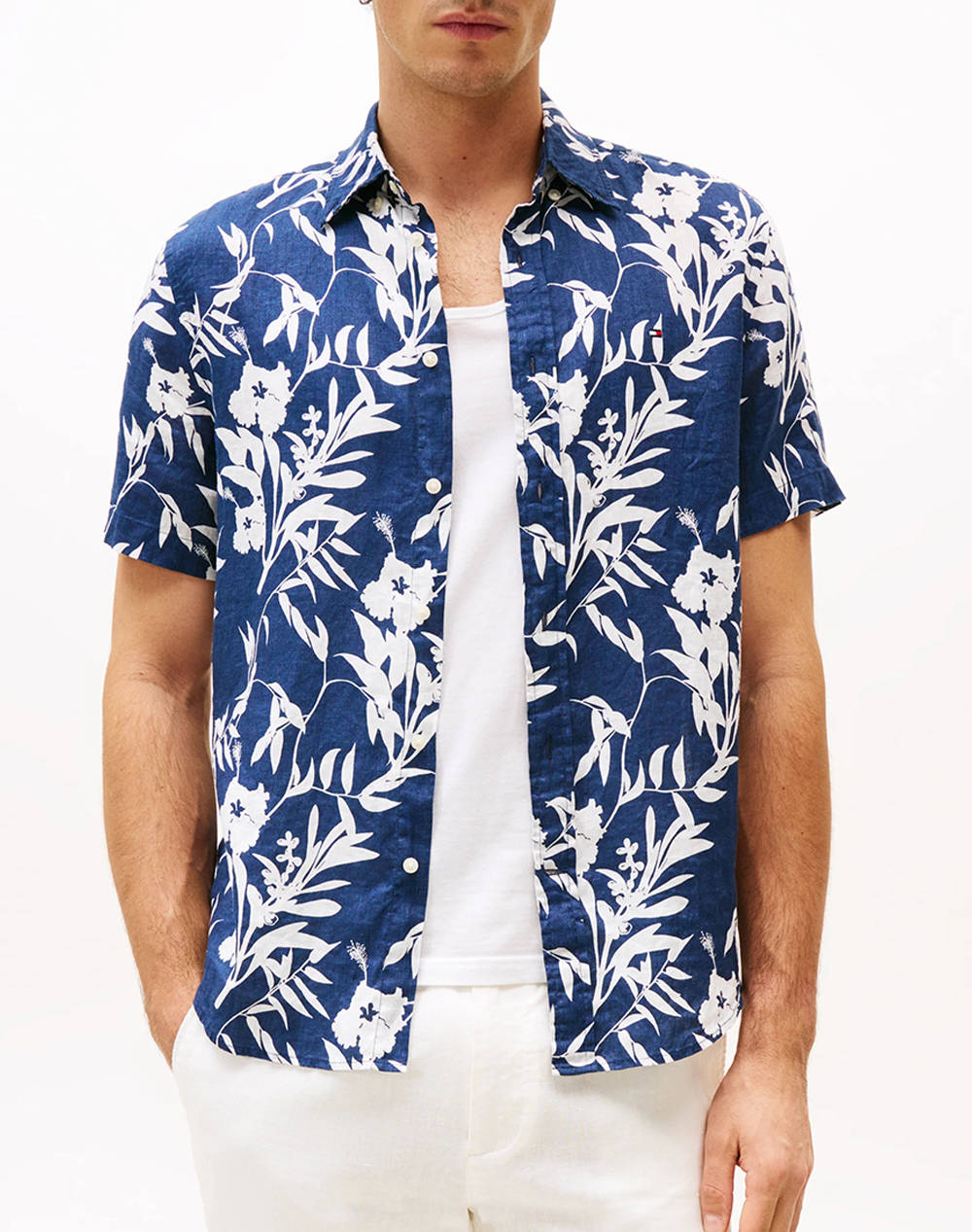 TOMMY HILFIGER LINEN TROPICAL PRT SS RF SHIRT