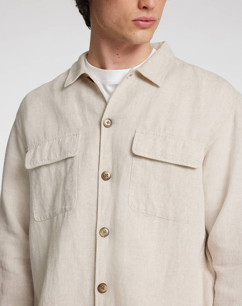 SELECTED SLH-LEROY LINEN BLEND OVERSHIRT LS NOOS