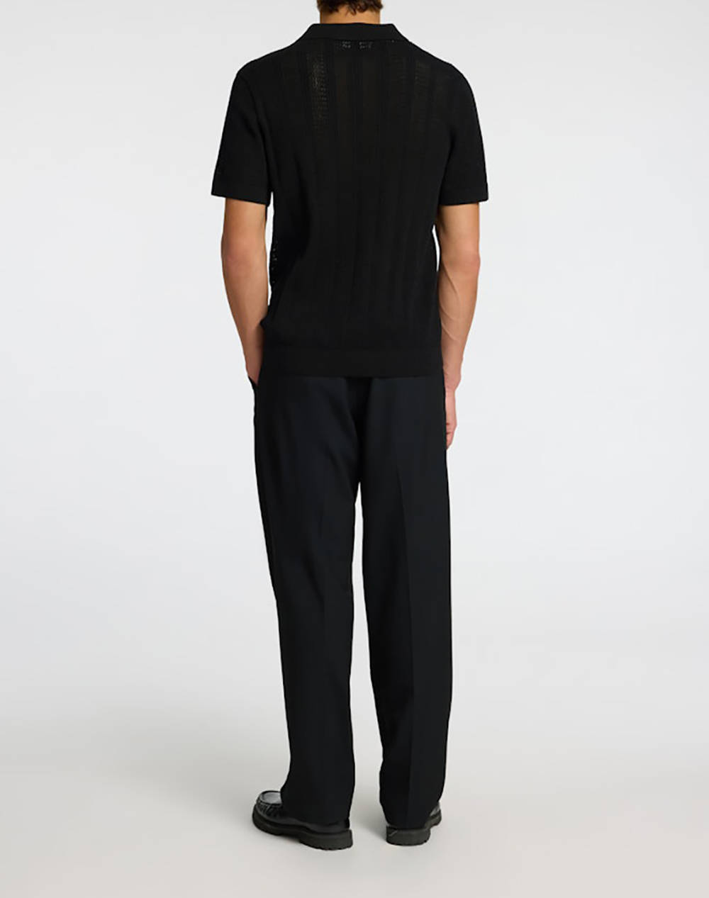 SELECTED SLHWELLS SS KNIT CROCHET OPEN POLO