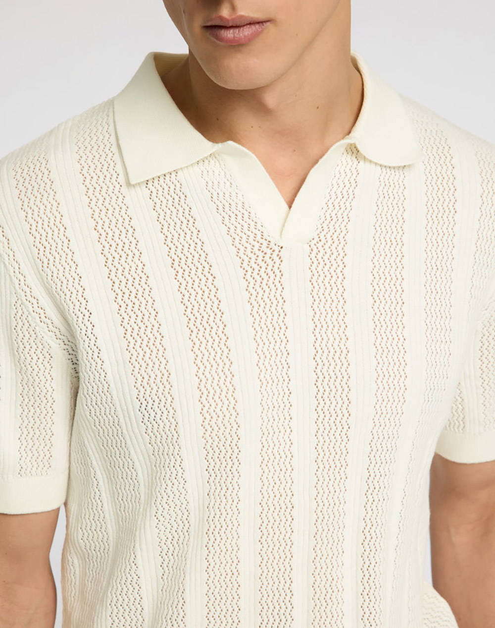 SELECTED SLHWELLS SS KNIT CROCHET OPEN POLO