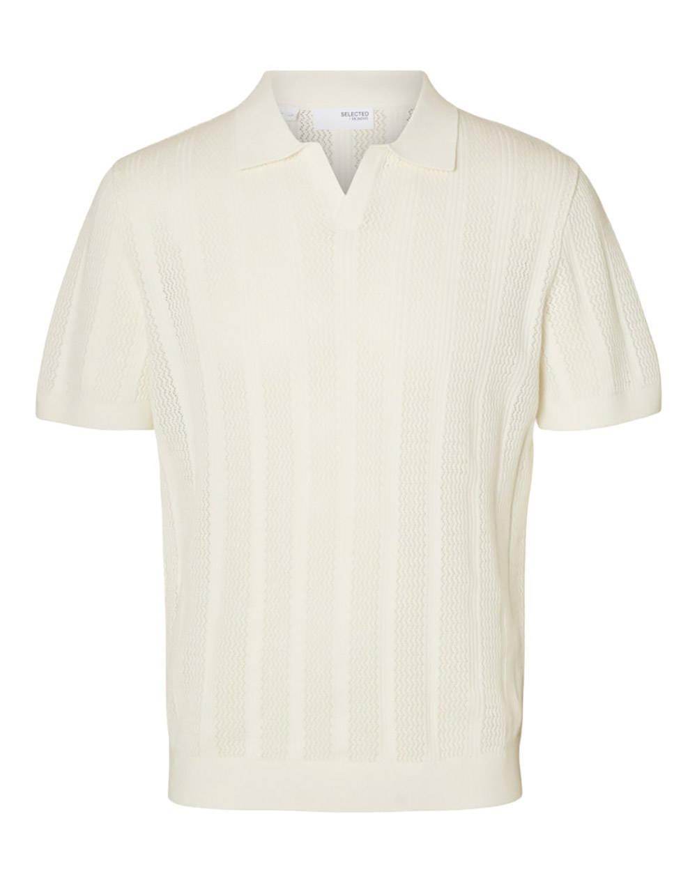 SELECTED SLHWELLS SS KNIT CROCHET OPEN POLO