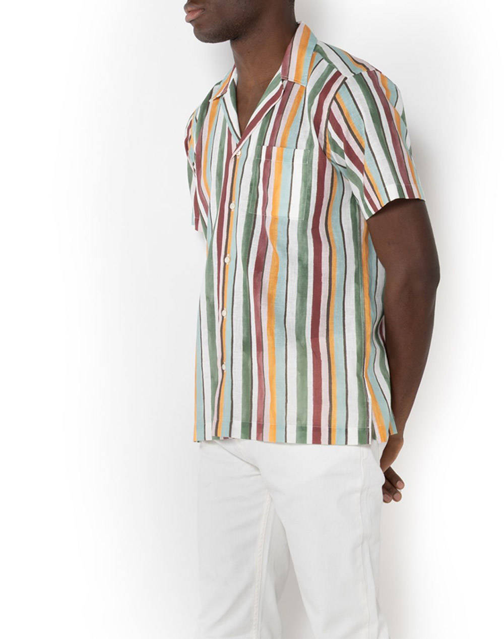 THE BOSTONIANS РИЗА CHARLES ΛΙΝΟ ΒΑΜΒΑΚΙ CUSTOM Print LINEN COTTON Bayron Custom FIT
