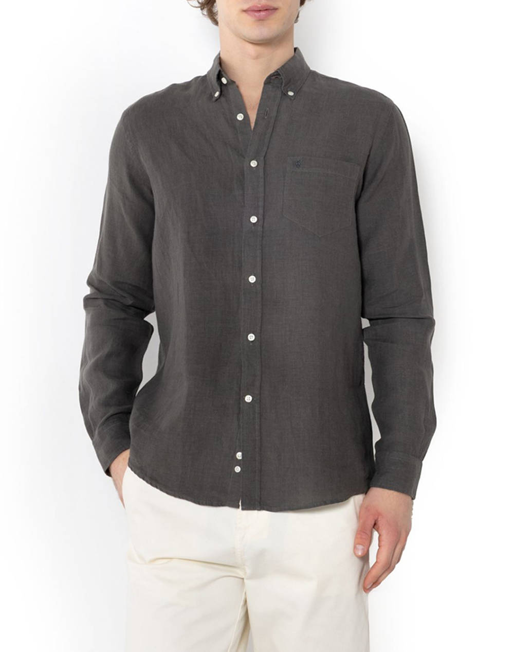THE BOSTONIANS РИЗА REGULAR FIT Plain LINEN Button-down Regular Fit