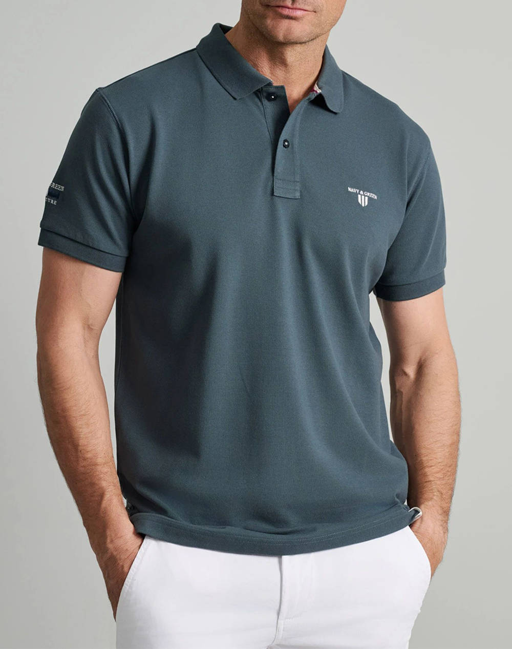 NAVY&GREEN МЪЖКА ТЕНИСКА ПОЛО, CUSTOM FIT