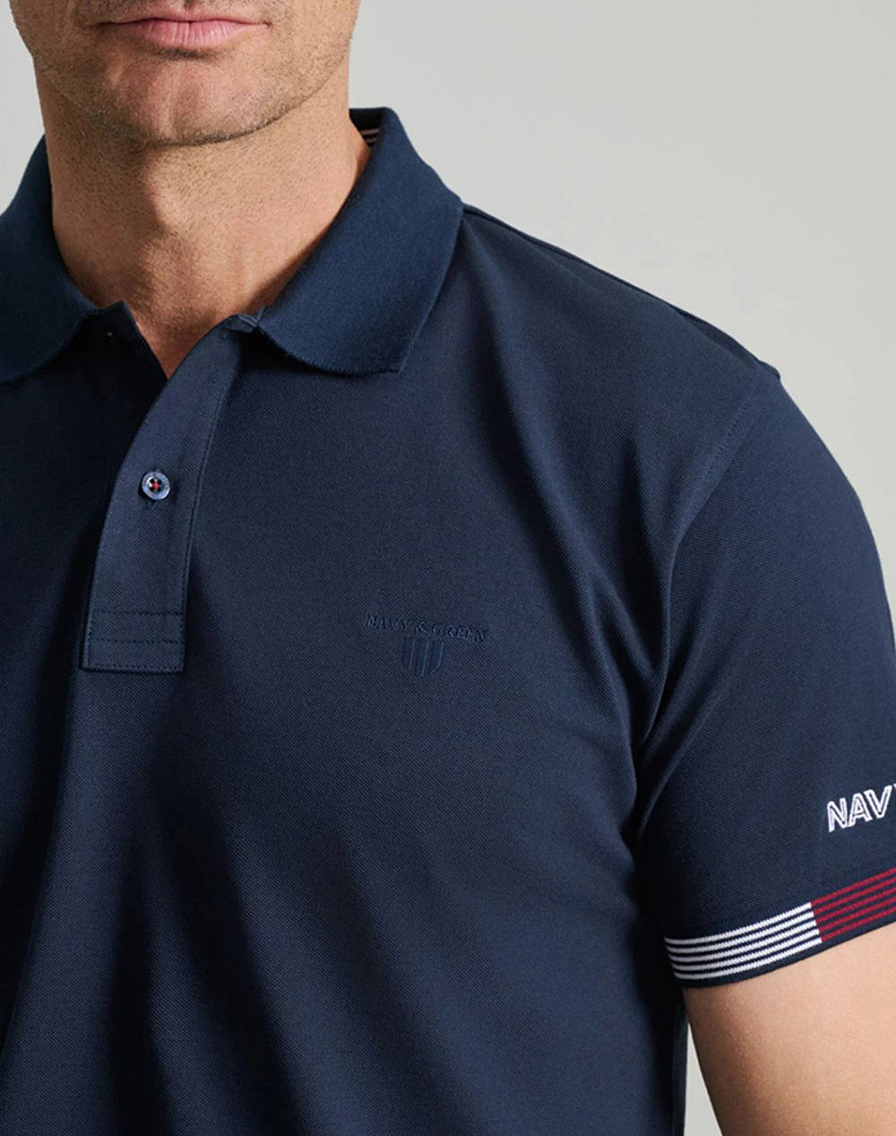 NAVY&GREEN МЪЖКА ТЕНИСКА ПОЛО, CUSTOM FIT