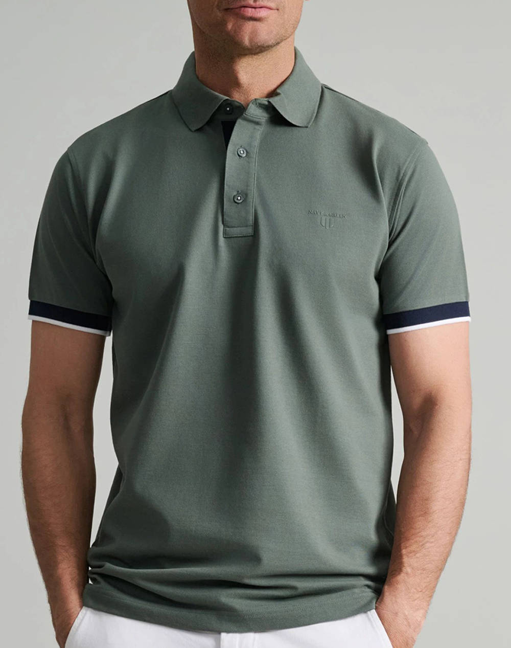 NAVY&GREEN МЪЖКА ТЕНИСКА ПОЛО, CUSTOM FIT