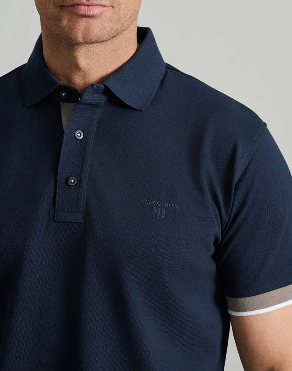 NAVY&GREEN МЪЖКА ТЕНИСКА ПОЛО, CUSTOM FIT