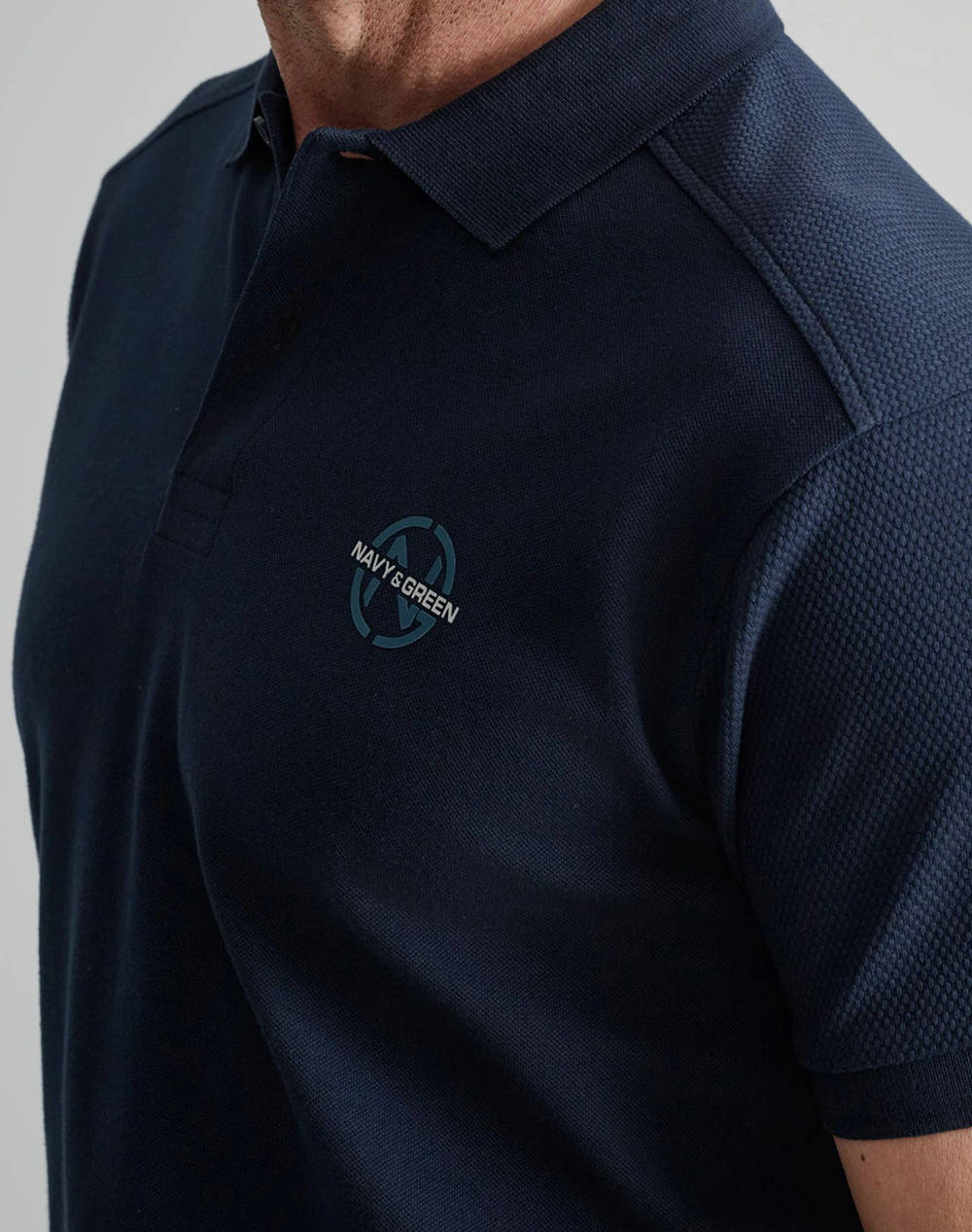 NAVY&GREEN BLOUSE POLO
