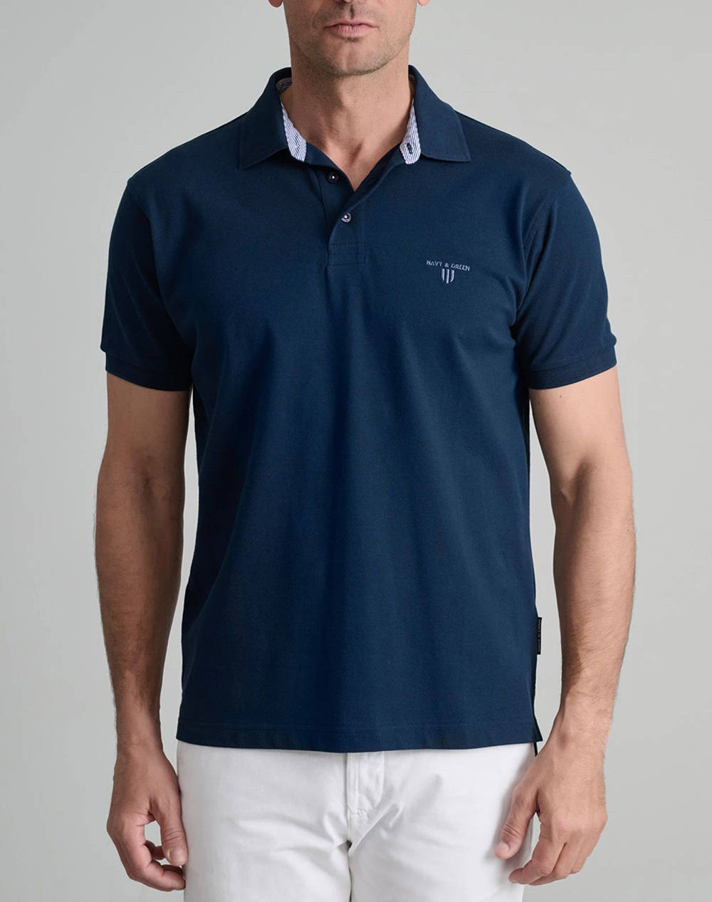 NAVY&GREEN BLOUSE POLO