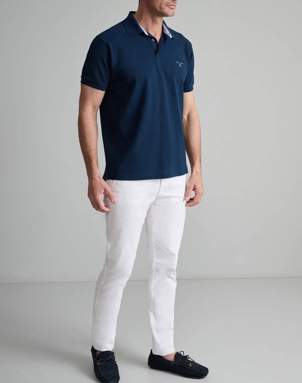 NAVY&GREEN BLOUSE POLO