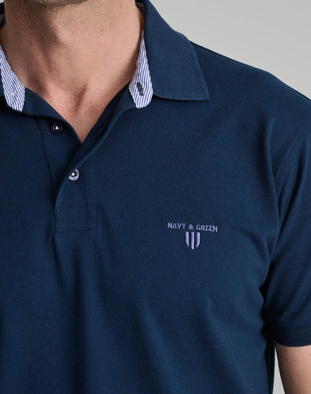 NAVY&GREEN BLOUSE POLO