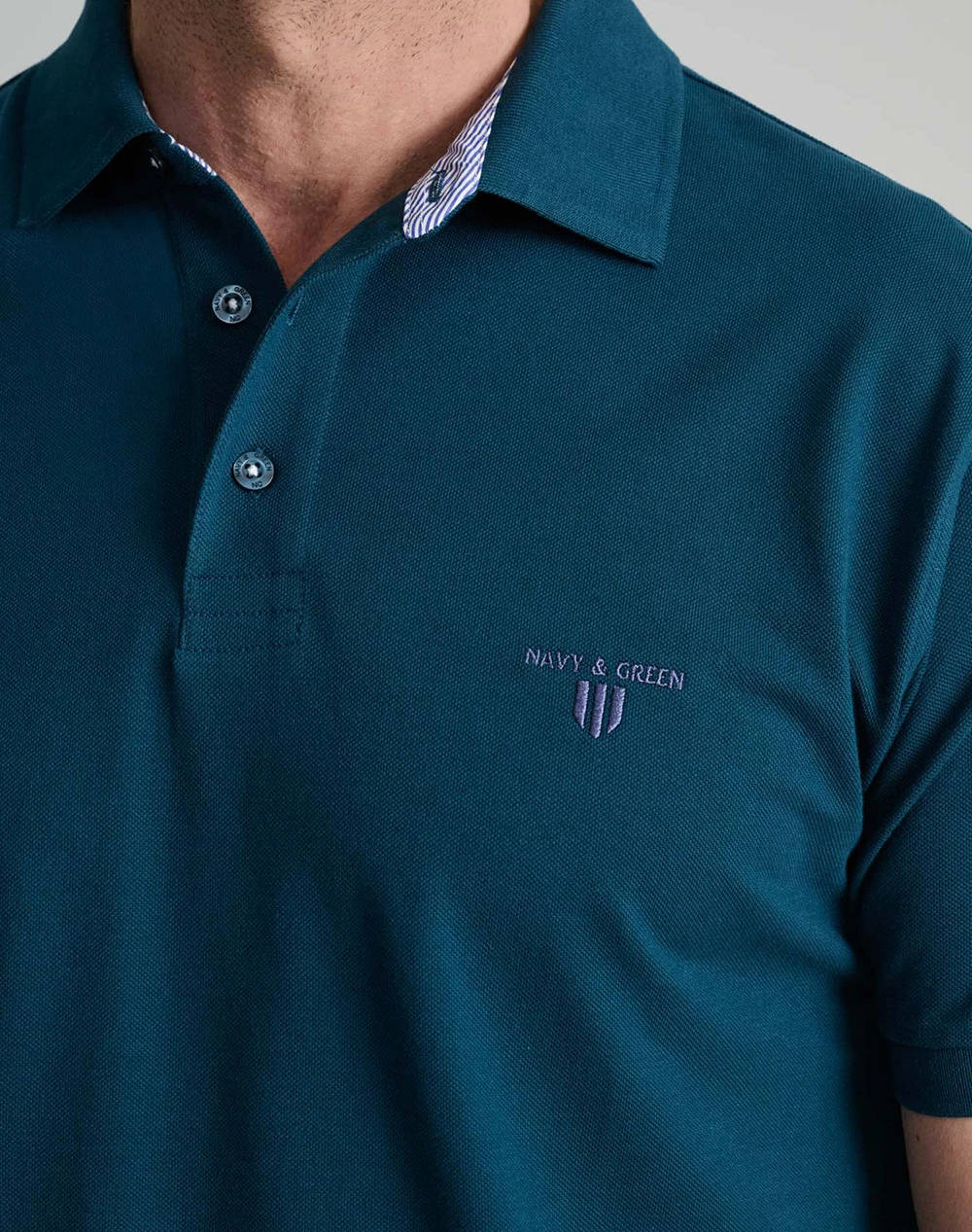 NAVY&GREEN BLOUSE POLO