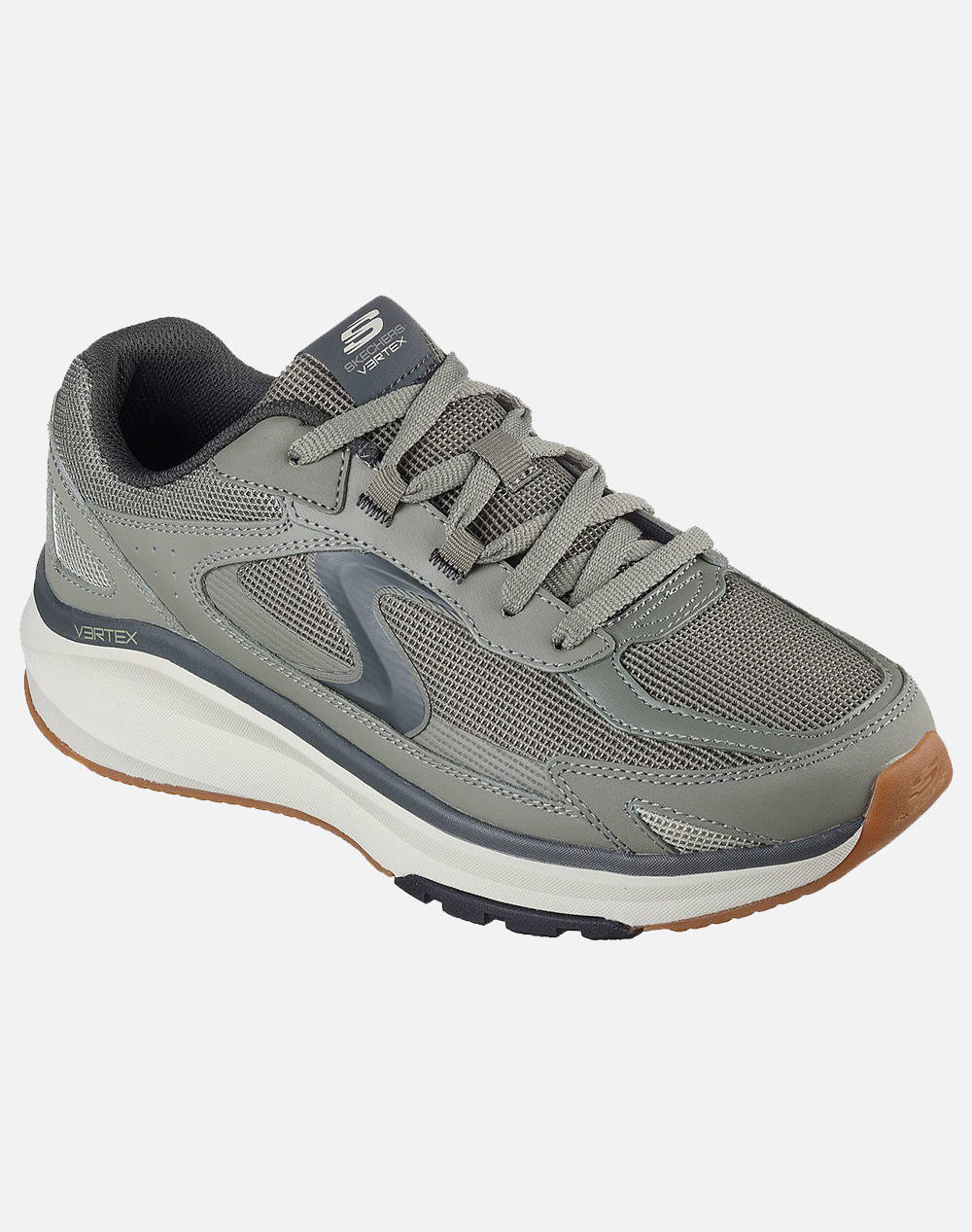 SKECHERS Leather Overlay Mesh Lace Up Sneaker W/ Swan Logo