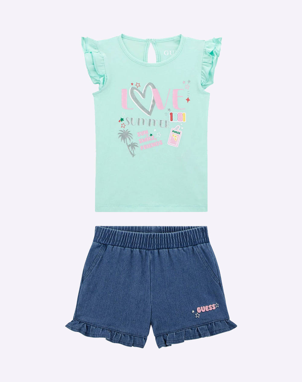 GUESS SET SST-SHIRT+STRDEN - MID ORGANIC CO STR JERSEY 160 КОМПЛЕКТ ДЕЦАGIRL