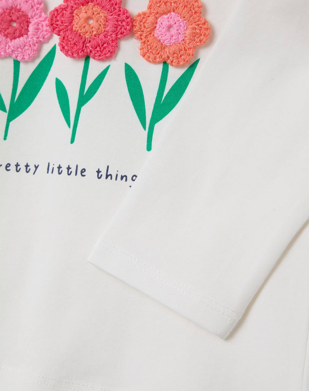 OVS T-SHIRT W/CROCHET FLOWERS