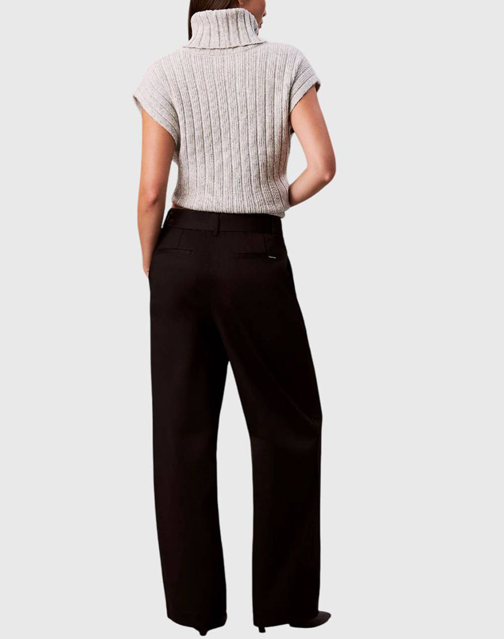 CALVIN KLEIN Cotton Twill Belted Trouser