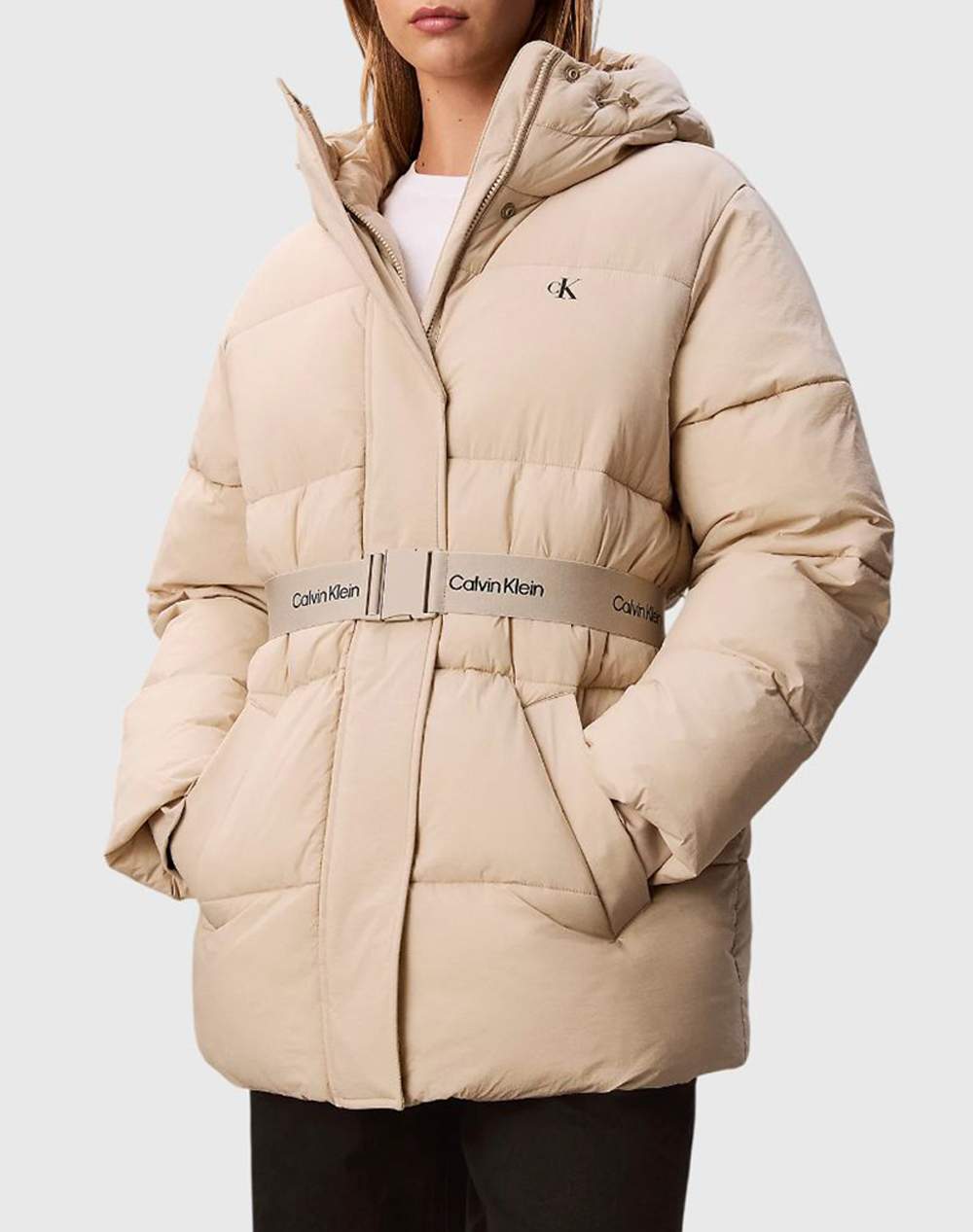 CALVIN KLEIN BELTED MIDWEIGHT PUFFER