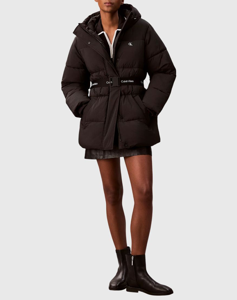 CALVIN KLEIN BELTED MIDWEIGHT PUFFER
