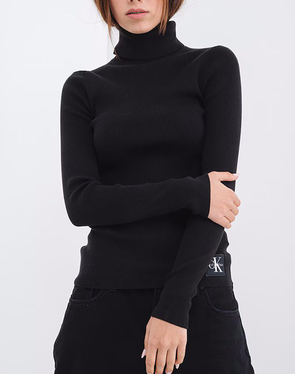 CALVIN KLEIN WOVEN LABEL ROLL NECK