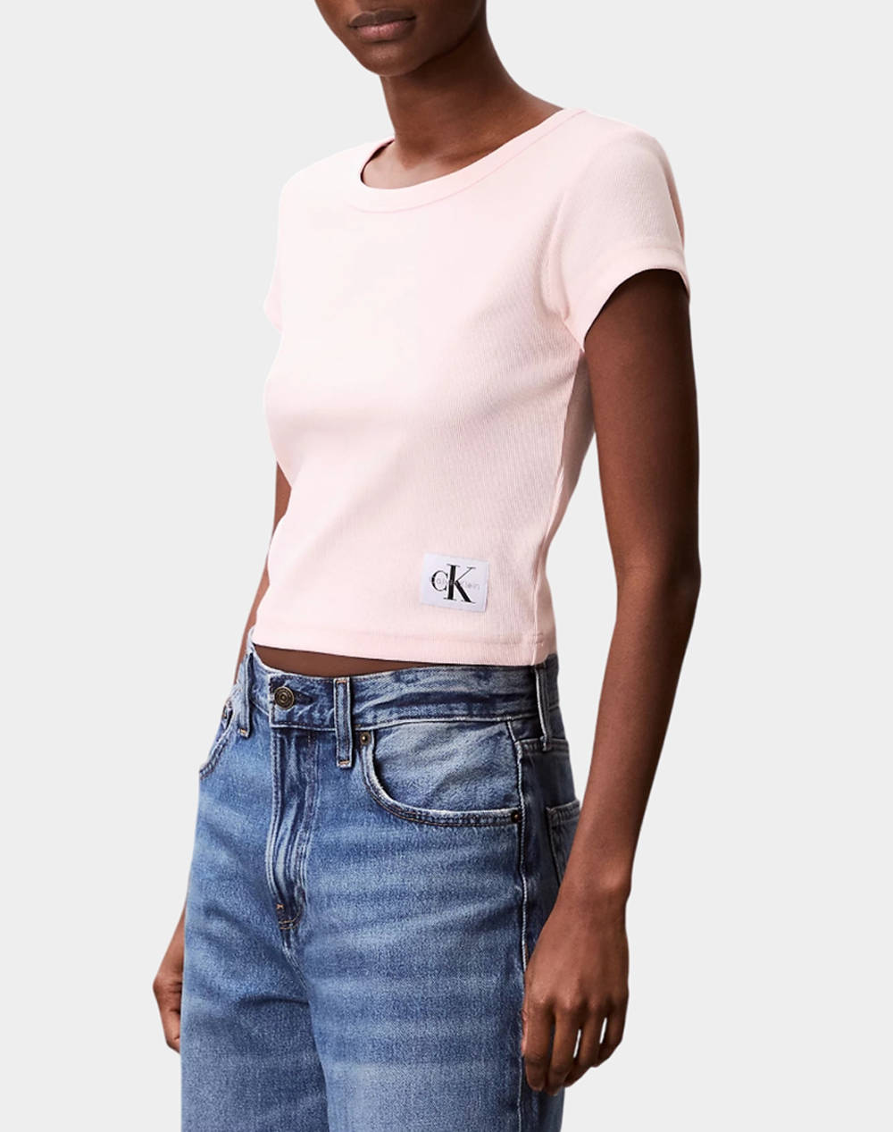 CALVIN KLEIN JEANS A- WOVEN LABEL 2X2 RIB BABY TEE