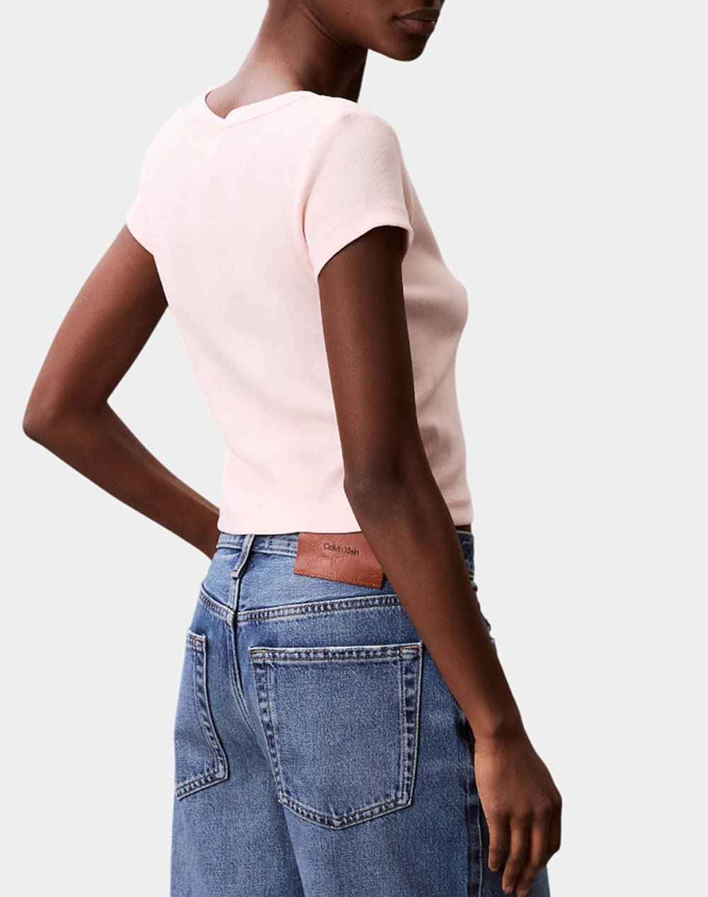 CALVIN KLEIN JEANS A- WOVEN LABEL 2X2 RIB BABY TEE