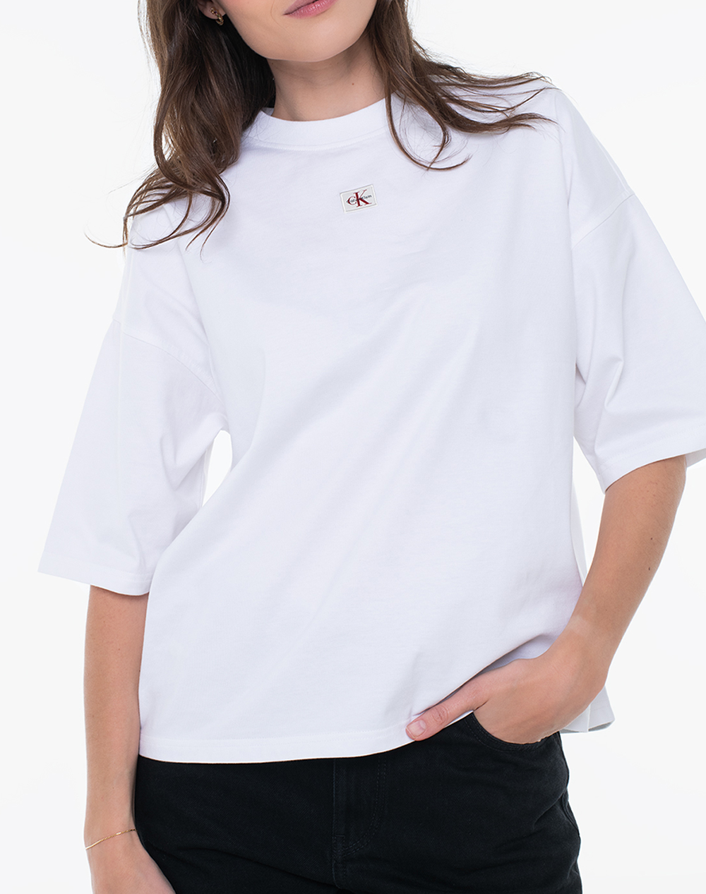 CALVIN KLEIN SS WOVEN LABEL OVERSIZED TEE
