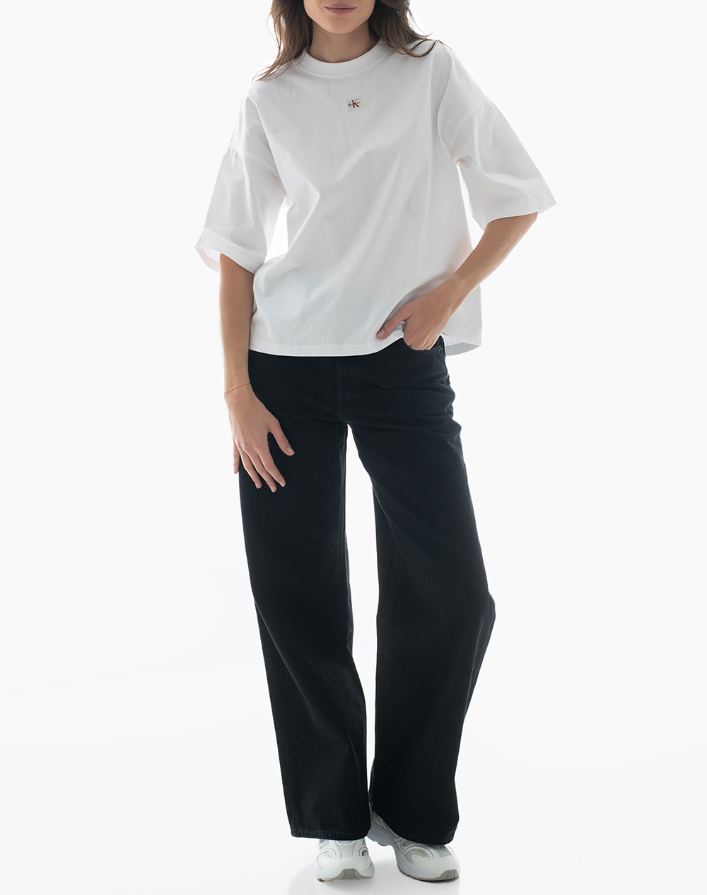 CALVIN KLEIN SS WOVEN LABEL OVERSIZED TEE