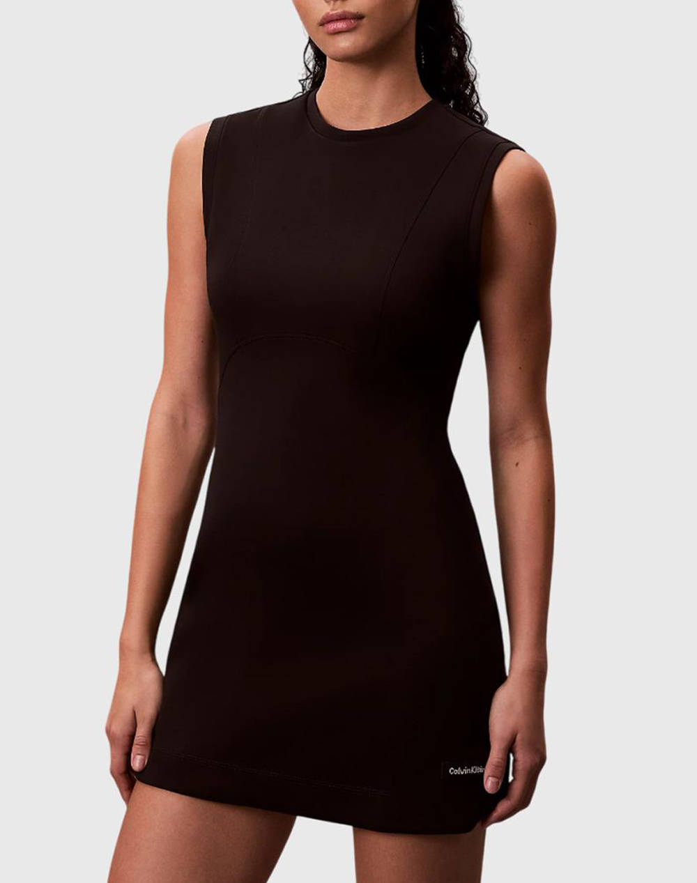 CALVIN KLEIN JEANS SL SCUBA SEAM DETAIL MINI DRESS