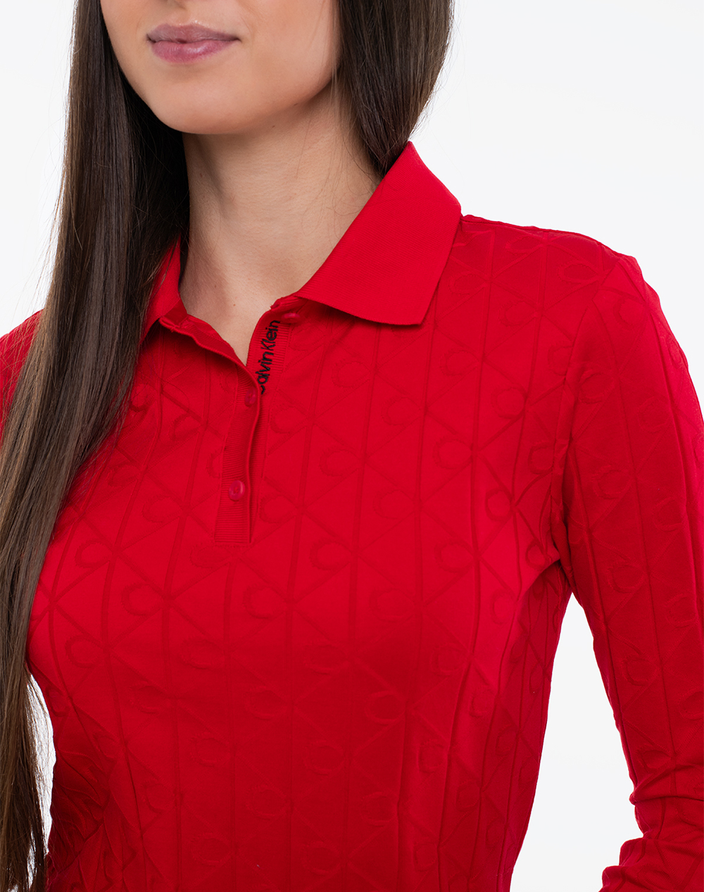 CALVIN KLEIN AOP JACQUARD LS POLO DRESS